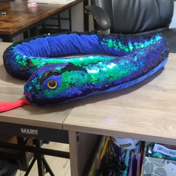 Large Sequin Snake Plush Toy 5ft Long! - Picture 2 of 3